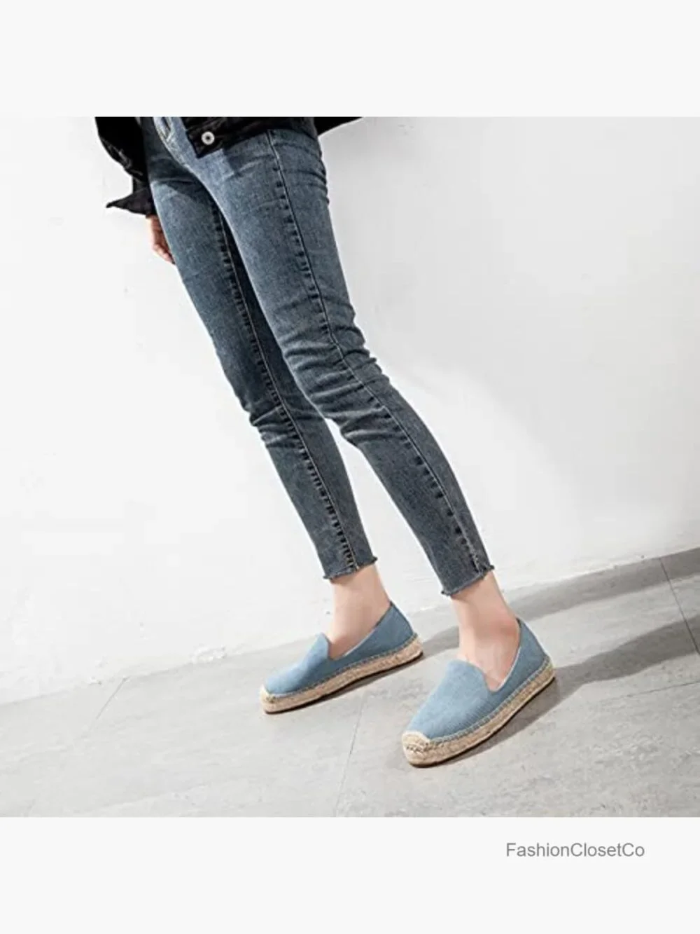 Canvas Espadrille Loafers Slip On Flat Shoes Casual Cap Toe Platform